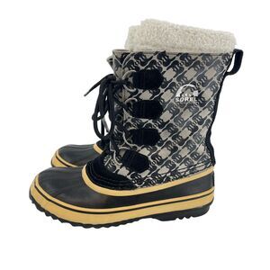 Sorel 1964 Pac Boots Womens 6 Big Kids 4 Black White Waterproof Winter Graphic